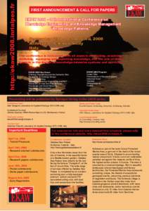 http://ekaw2008.inrialpes.fr  FIRST ANNOUNCEMENT & CALL FOR PAPERS EKAW16th International Conference on Knowledge Engineering and Knowledge Management “Knowledge Patterns”