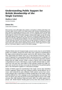 P OL I T I C A L STU D IES: 2005 VO L 53, 65–81  Understanding Public Support for British Membership of the Single Currency Matthew Gabel
