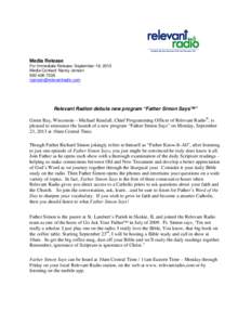 Media Release For Immediate Release: September 18, 2013 Media Contact: Nancy Jensen[removed]removed]