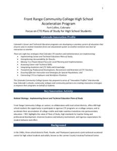 Microsoft Word - Front Range CC High School Program Innovation Profile FINAL.doc