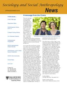 Sociology and Social Anthropology  News SPRING/SUMMER 2012