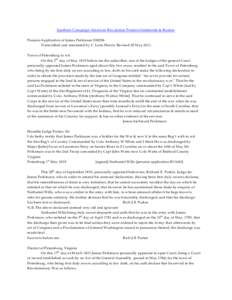 Southern Campaign American Revolution Pension Statements & Rosters Pension Application of James Perkinson S38296 Transcribed and annotated by C. Leon Harris. Revised 28 May[removed]Town of Petersburg to wit On this 2nd day