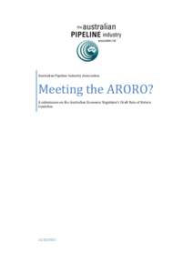 Australian Pipeline Industry Association  Meeting the ARORO? A submission on the Australian Economic Regulator’s Draft Rate of Return Guideline