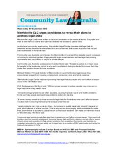 Legal aid / Marrickville /  New South Wales / Suburbs of Sydney / Australian law / Community Legal Centre