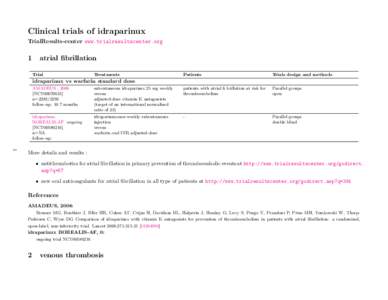 Clinical trials of idraparinux TrialResults-center www.trialresultscenter.org 1  atrial fibrillation