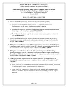 Draft Questions to the Advisory Committee