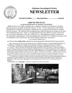 Alabama Genealogical Society  NEWSLETTER VOLUME 28 NUMBER 1  Editor Brenda Briney