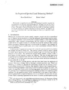 SAND93-0164C  An Improved Spectral Load Balancing Method* Bruce Hendrickson  Robert Leland