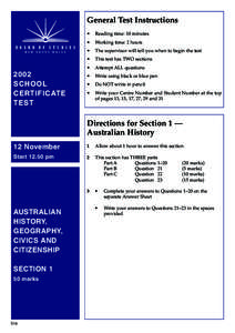 General Test Instructions[removed]SCHOOL CERTIFICATE TEST