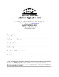 PWSRCAC Volunteer Application Form