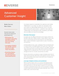 Solutions  Advanced Customer Insight Better Service. More Sales.