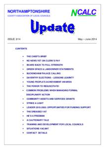 NORTHAMPTONSHIRE COUNTY ASSOCIATION OF LOCAL COUNCILS ISSUE[removed]May – June 2014