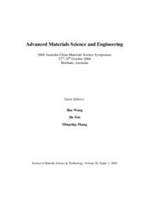 Advanced Materials Sciences and Engineering
