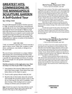 GREATEST HITS: COMMISSIONS IN THE MINNEAPOLIS SCULPTURE GARDEN A Self-Guided Tour