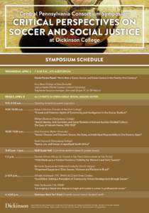 Central Pennsylvania Consortium Symposium  CRITICAL PERSPECTIVES ON SOCCER AND SOCIAL JUSTICE at Dickinson College