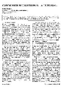 CONDENSER MiCROPHONES-A TUTORIAL Neville Fletcher Research School of Physical Sciences and Engineering Australian National University Canberra ACT 0200