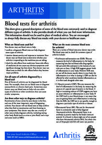 ARTHRITIS ARTHRITIS INFORMATION INFORMATIONSHEET SHEET