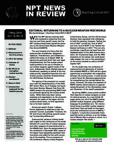 NPT NEWS IN REVIEW Civil society perspectives on the 2014 nuclear Non-Proliferation Treaty Preparatory Committee 28 April–9 MayMay 2014