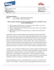 Elanco A Division of Eli Lilly and Company Greenfield, INU.S.A.  www.elanco.com