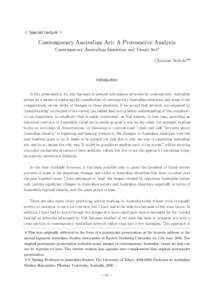 ＜ Special Lecture ＞  Contemporary Australian Art: A Provocative Analysis Contemporary Australian Identities and Visual Art* Christine Nicholls**