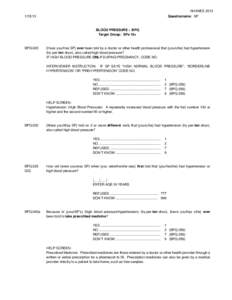 NHANES[removed]Blood Pressure Questionnaire