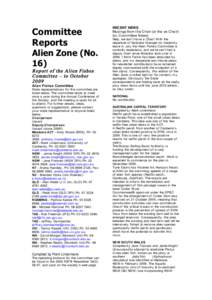 Committee Reports Alien Zone (No. 16) Re p ort of the Alie n Fish es