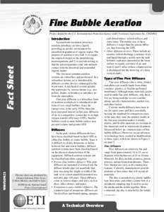 Fine Bubble Aeration Project funded by the U.S. Environmental Protection Agency under Assistance Agreement No. CX824652 Introduction  Fact Sheet