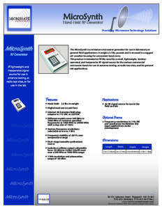 Hand-Held RF Generator Providing Microwave Technology Solutions MicroSynth MicroSynth