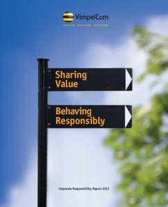 Sharing Value Behaving Responsibly  Corporate Responsibility Report 2013