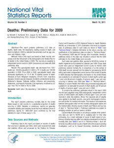 Statistics / Science / Life table / Mortality Medical Data System / Life expectancy / National Center for Health Statistics / Mortality rate / Infant mortality / Death certificate / Population / Demography / Actuarial science