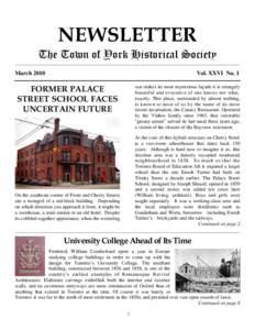 NEWSLETTER The Town of York Historical Society ____________________________________________________________________________________________________________ March 2010