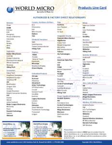 Products Line Card AUTHORIZED & FACTORY DIRECT RELATIONSHIPS Crystals, Oscillators & Filters ECS Filtronetics ILSI