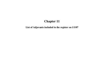 Chapter 11 List of Adjuvants included in the register on Product Name  PCS No