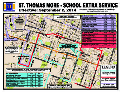 ST. THOMAS MORE - SCHOOL EXTRA SERVICE Effective: September 2, 2014 HSR School Extra Service only operates on school days, from early September to late June.