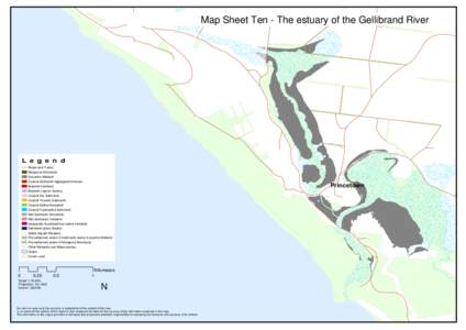 Map Sheet Ten - The estuary of the Gellibrand River  Legend Roads and Tracks Mangrove Shrubland Estuarine Wetland