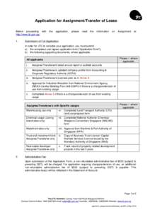 Application for Assignment/Transfer of Lease Before proceeding with http://www.jtc.gov.sgthe
