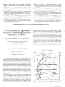 Dunbar, R. B., A. R. Leventer, and W. L. StocktonBiogenic sedimentation in McMurdo Sound, Antarctica. Marine Geology, 85:Jones, E. P., D. M. Nelson, and P. TreguerChemical Oceanography. In W.O. Sm