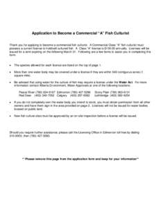 Application to Become a Commercial Fish Culturist