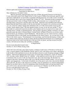 Southern Campaign American Revolution Pension Statements Pension application of Edward Gwin R4401 Rachel fn15NC Transcribed by Will Graves[removed]