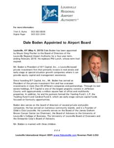 Microsoft Word - Dale Boden Appointed to LRAA Board