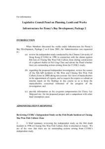 For information  Legislative Council Panel on Planning, Lands and Works Infrastructure for Penny’s Bay Development, Package 2  INTRODUCTION