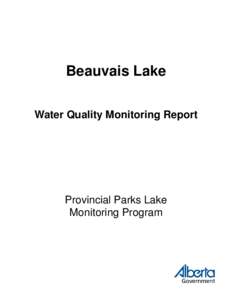 Beauvais Lake Water Quality Monitoring Report Provincial Parks Lake Monitoring Program