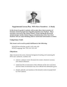 Lesson Plan:  WPA Slave Narratives – A Study