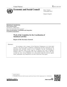 United Nations Statistics Division / World Tourism Organization / Eurostat / Committee / Food and Agriculture Organization / UNESCO / United Nations Department of Economic and Social Affairs / Coordinating Working Party on Fishery Statistics / United Nations / United Nations Development Group / United Nations Economic Commission for Europe