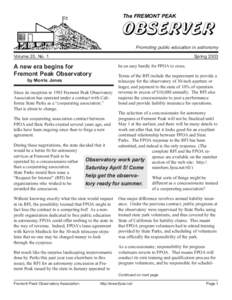 The FREMONT PEAK  OBSERVER Promoting public education in astronomy Volume 20, No. 1