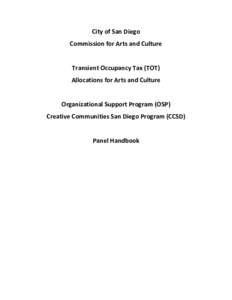 City of San Diego Commission for Arts and Culture Transient Occupancy Tax (TOT) Allocations for Arts and Culture