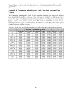 Technical Report for the Columbia River Basin Long-Term Water Supply and Demand Forecast 2011 Appendix B Appendix B, Washington Administrative Code Prescribed Instream Flow Targets The Washington Administrative Code (WAC