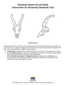 Mountain Hunter Record Book Instructions for Measuring Mountain Goat 1 1 2d 2c