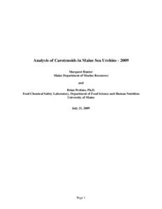 Analysis of Carotenoids in Maine Sea Urchins[removed]