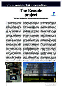 Special research&innovation  The Ecosole project From Becar (Beghelli Group) high concentration photovoltaic generators